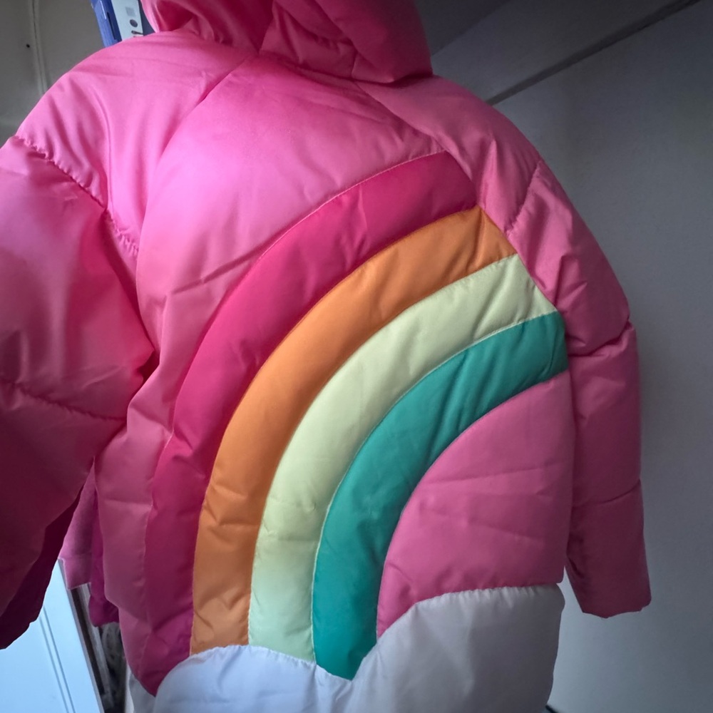 Old Navy Pink rainbow/cloud Puffer Jacket Winter Coat